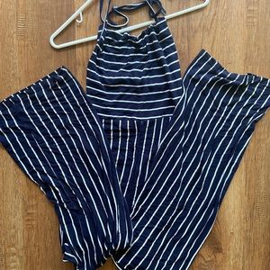 Navy & White Strip Small Forever 21 Jumpsuit